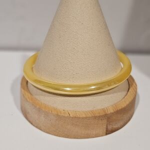 Vintage Bakelite Yellow Glass Bangle Bracelet 1940s Women's Jewelry Shiny